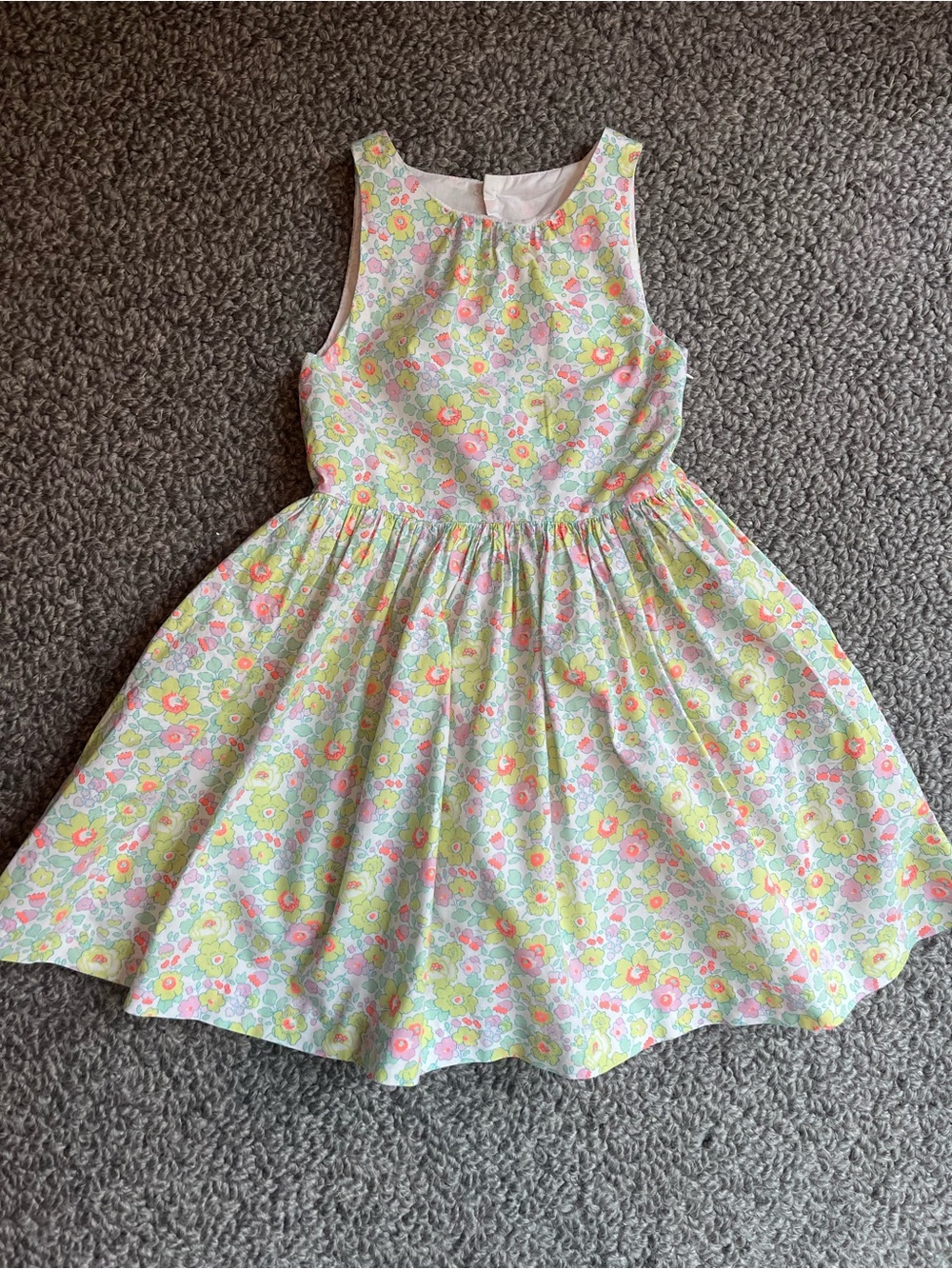 JACADI liberty Girls Floral Sleeveless Dress - Pink & Green